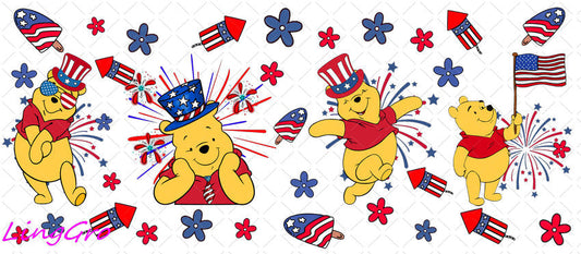 Winnie The Pooh 16oz UV DTF TRANSFER Libbey Glass Can Cup Wrap KA-3053