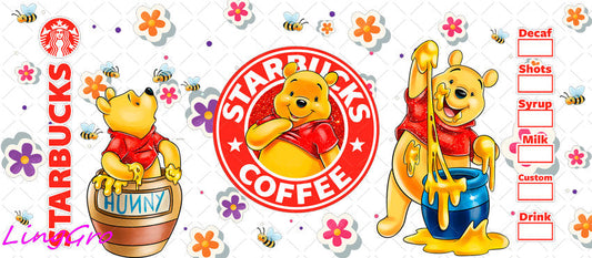 Winnie The Pooh 16oz UV DTF TRANSFER Libbey Glass Can Cup Wrap KA-3055