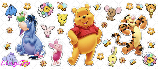 Winnie The Pooh 16oz UV DTF TRANSFER Libbey Glass Can Cup Wrap KA-3056