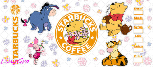 Winnie The Pooh 16oz UV DTF TRANSFER Libbey Glass Can Cup Wrap KA-3058