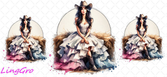 Badass Tattoo Girl 16oz UV DTF TRANSFER Libbey Glass Can Cup Wrap-KA-305