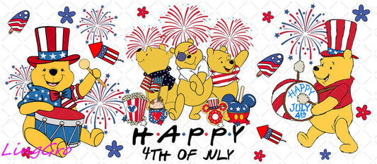 Winnie The Pooh 16oz UV DTF TRANSFER Libbey Glass Can Cup Wrap KA-3060