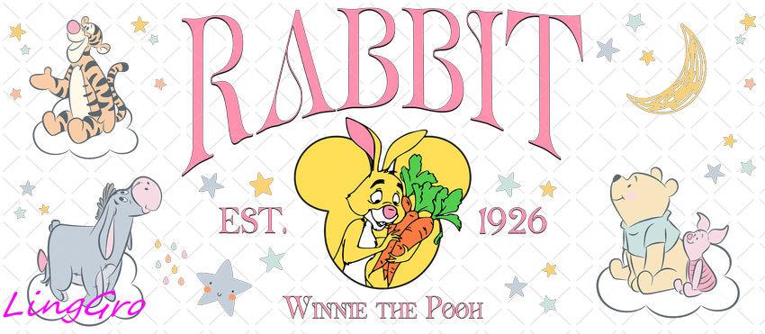 Disney Winnie The Pooh 16oz UV DTF TRANSFER Libbey Glass Can Cup Wrap KA-3063