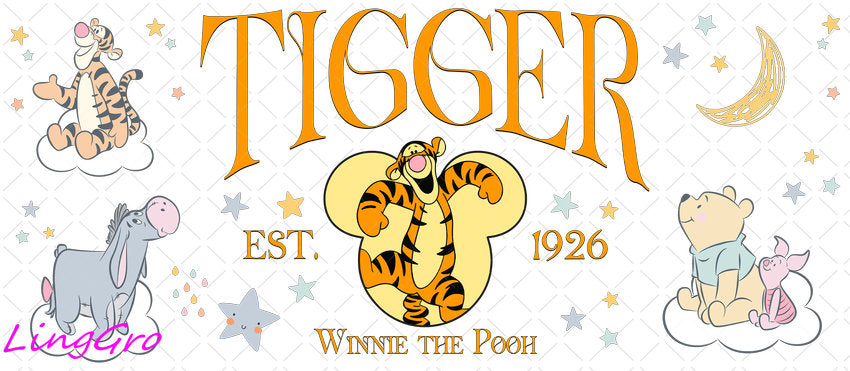 Disney Winnie The Pooh 16oz UV DTF TRANSFER Libbey Glass Can Cup Wrap KA-3068