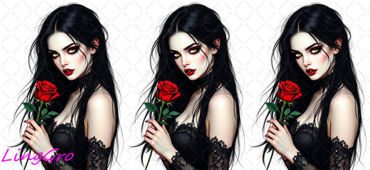 Badass Tattoo Girl 16oz UV DTF TRANSFER Libbey Glass Can Cup Wrap-KA-306