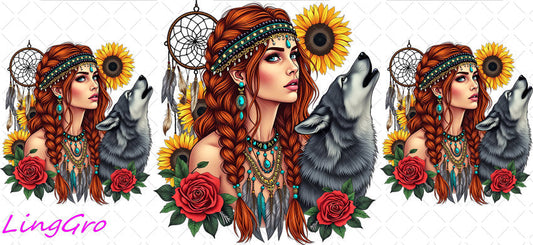 Badass Tattoo Girl 16oz UV DTF TRANSFER Libbey Glass Can Cup Wrap-KA-310