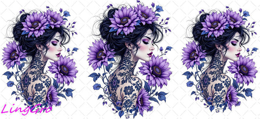 Badass Tattoo Girl 16oz UV DTF TRANSFER Libbey Glass Can Cup Wrap-KA-311