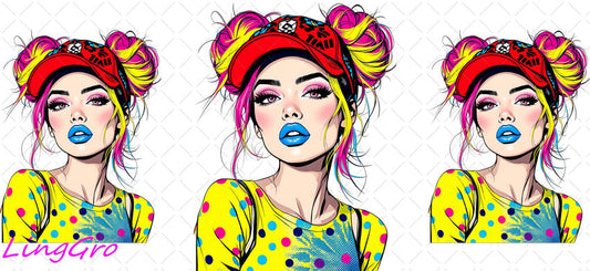 Badass Tattoo Girl 16oz UV DTF TRANSFER Libbey Glass Can Cup Wrap-KA-312