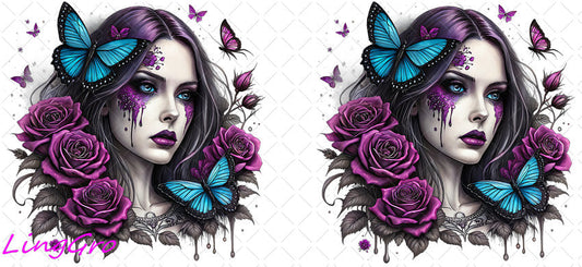 Badass Tattoo Girl 16oz UV DTF TRANSFER Libbey Glass Can Cup Wrap-KA-313