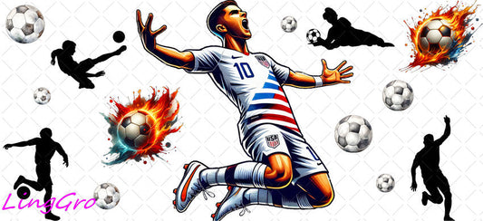 Soccer 16oz UV DTF TRANSFER Libbey Glass Can Cup Wrap KA-3157