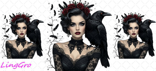 Badass Tattoo Girl 16oz UV DTF TRANSFER Libbey Glass Can Cup Wrap-KA-316