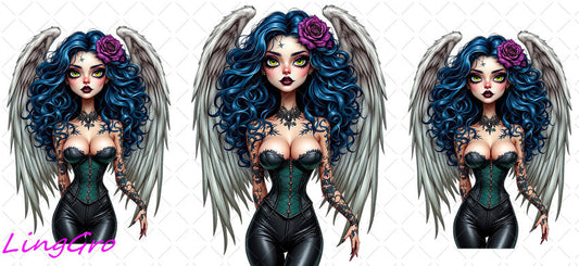 Badass Tattoo Girl 16oz UV DTF TRANSFER Libbey Glass Can Cup Wrap-KA-317