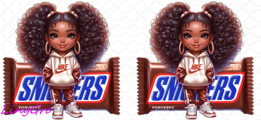 Afro Cute Black Girl 16oz UV DTF TRANSFER Libbey Glass Can Cup Wrap-KA-3248