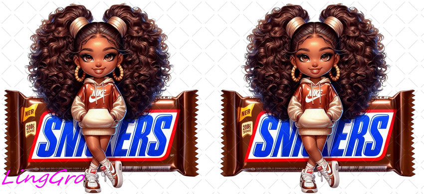 Afro Cute Black Girl 16oz UV DTF TRANSFER Libbey Glass Can Cup Wrap-KA-3249