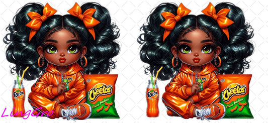 Afro Cute Black Girl 16oz UV DTF TRANSFER Libbey Glass Can Cup Wrap-KA-3256