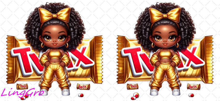 Afro Cute Black Girl 16oz UV DTF TRANSFER Libbey Glass Can Cup Wrap-KA-3258