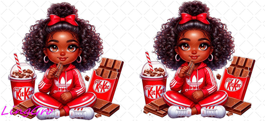 Afro Cute Black Girl 16oz UV DTF TRANSFER Libbey Glass Can Cup Wrap-KA-3266