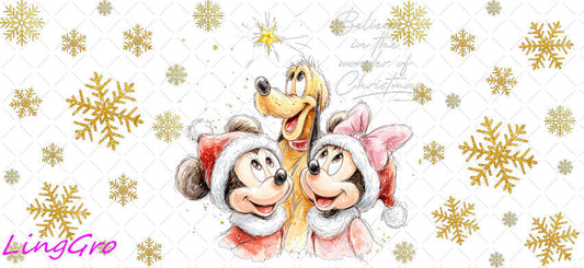 Christmas 16oz UV DTF TRANSFER Libbey Glass Can Cup Wrap-KA-3299