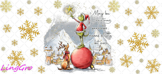 Christmas 16oz UV DTF TRANSFER Libbey Glass Can Cup Wrap-KA-3301