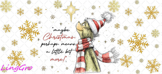 Christmas 16oz UV DTF TRANSFER Libbey Glass Can Cup Wrap-KA-3302