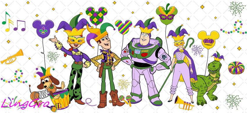 Mardi Gras 16oz UV DTF TRANSFER Libbey Glass Can Cup Wrap-KA-3311