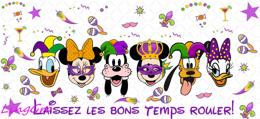 Mardi Gras 16oz UV DTF TRANSFER Libbey Glass Can Cup Wrap-KA-3312