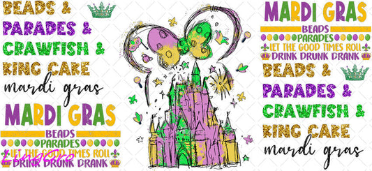 Mardi Gras 16oz UV DTF TRANSFER Libbey Glass Can Cup Wrap-KA-3314
