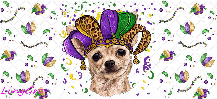 Mardi Gras 16oz UV DTF TRANSFER Libbey Glass Can Cup Wrap-KA-3329
