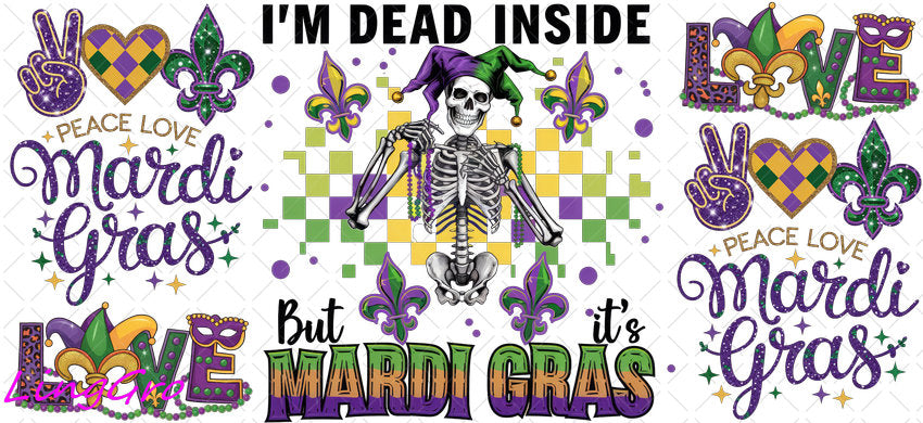 Mardi Gras 16oz UV DTF TRANSFER Libbey Glass Can Cup Wrap-KA-3334