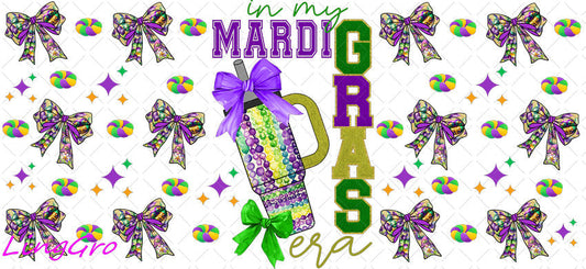Mardi Gras 16oz UV DTF TRANSFER Libbey Glass Can Cup Wrap-KA-3339