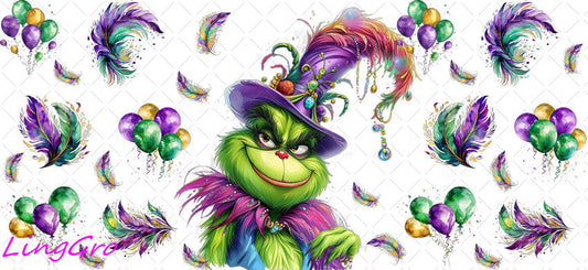 Mardi Gras 16oz UV DTF TRANSFER Libbey Glass Can Cup Wrap-KA-3355