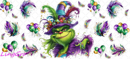 Mardi Gras 16oz UV DTF TRANSFER Libbey Glass Can Cup Wrap-KA-3357