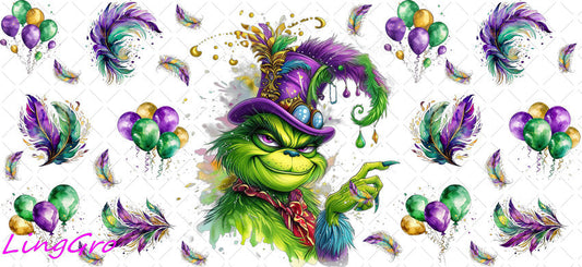 Mardi Gras 16oz UV DTF TRANSFER Libbey Glass Can Cup Wrap-KA-3358