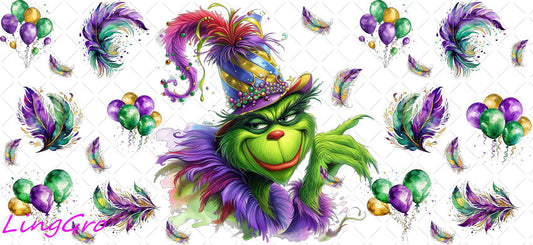 Mardi Gras 16oz UV DTF TRANSFER Libbey Glass Can Cup Wrap-KA-3359