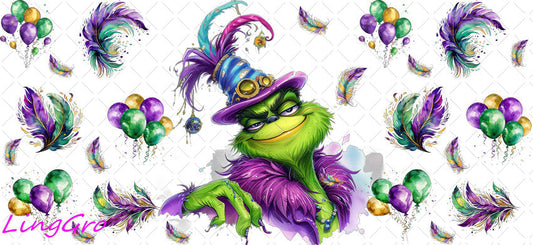 Mardi Gras 16oz UV DTF TRANSFER Libbey Glass Can Cup Wrap-KA-3360