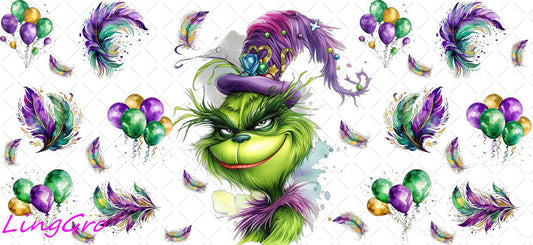 Mardi Gras 16oz UV DTF TRANSFER Libbey Glass Can Cup Wrap-KA-3362