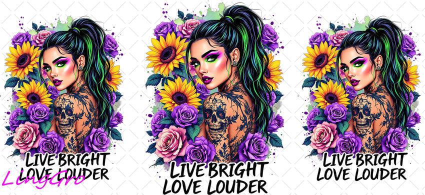 Badass Tattoo Girl 16oz UV DTF TRANSFER Libbey Glass Can Cup Wrap-KA-336