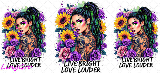 Badass Tattoo Girl 16oz UV DTF TRANSFER Libbey Glass Can Cup Wrap-KA-336