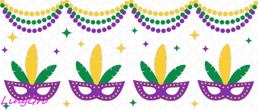 Mardi Gras 16oz UV DTF TRANSFER Libbey Glass Can Cup Wrap-KA-3383