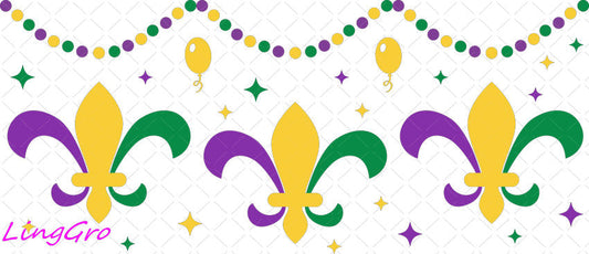 Mardi Gras 16oz UV DTF TRANSFER Libbey Glass Can Cup Wrap-KA-3384
