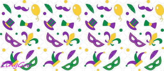 Mardi Gras 16oz UV DTF TRANSFER Libbey Glass Can Cup Wrap-KA-3385