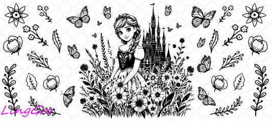 Disney Princess 16oz UV DTF TRANSFER Libbey Glass Can Cup Wrap-KA-3521