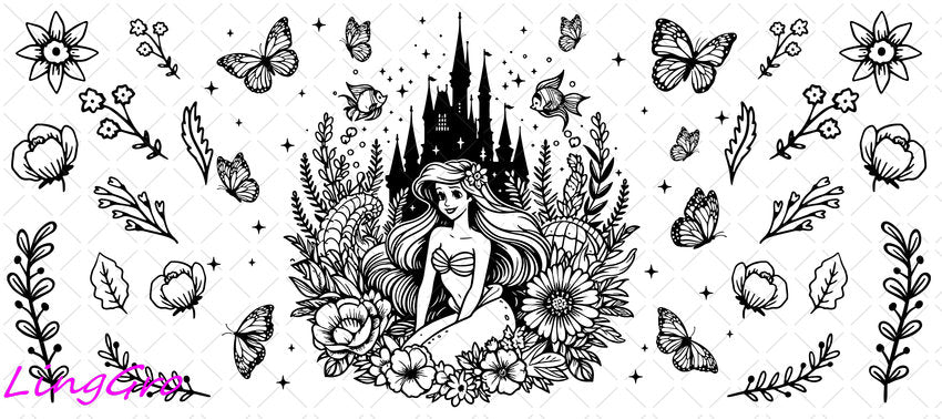 Disney Princess 16oz UV DTF TRANSFER Libbey Glass Can Cup Wrap-KA-3522