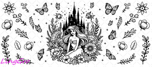 Disney Princess 16oz UV DTF TRANSFER Libbey Glass Can Cup Wrap-KA-3522