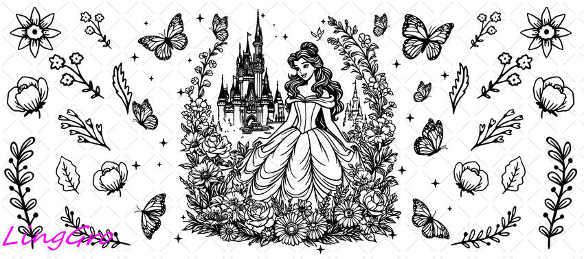 Disney Princess 16oz UV DTF TRANSFER Libbey Glass Can Cup Wrap-KA-3524