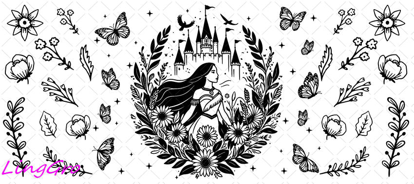 Disney Princess 16oz UV DTF TRANSFER Libbey Glass Can Cup Wrap-KA-3530
