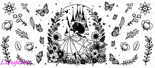 Disney Princess 16oz UV DTF TRANSFER Libbey Glass Can Cup Wrap-KA-3533