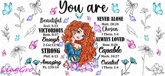 Disney Princess 16oz UV DTF TRANSFER Libbey Glass Can Cup Wrap-KA-3557