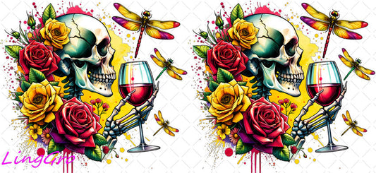 Skull 16oz UV DTF TRANSFER Libbey Glass Can Cup Wrap-KA-360