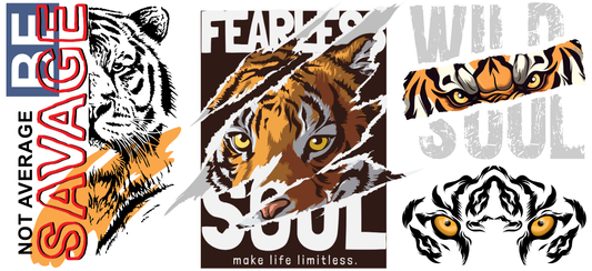 Tiger 16oz UV DTF TRANSFER Libbey Glass Can Cup Wrap-KA-3836